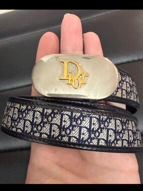 Dior Vintage Two-Toned Belt Navy 23.5”-27.5”